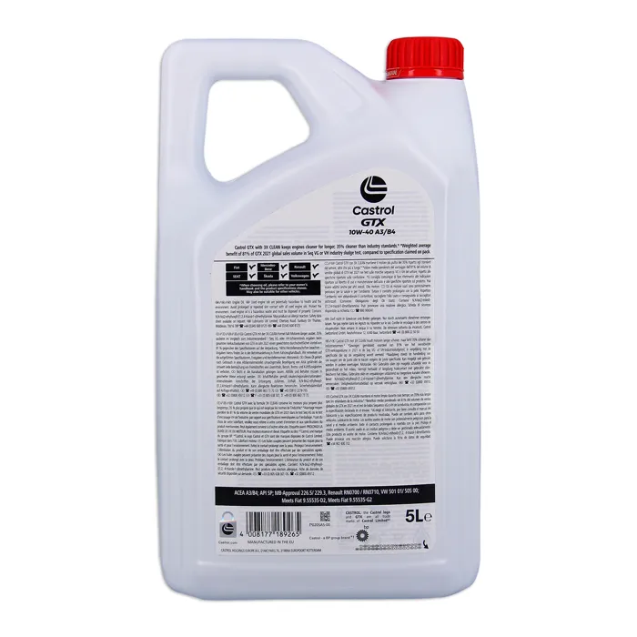 Castrol GTX 10W-40 A3/B4 Aceite de Motor 5L Castrol GTX 10W-40 A3/B4 Aceite de Motor 5L