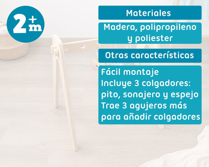 KioKids Gimnasio Infantil De Madera Para Bebé +2 Meses Estimula Desarrollo Sensorial Y Motriz KioKids Gimnasio Infantil De Madera Para Bebé +2 Meses Estimula Desarrollo Sensorial Y Motriz