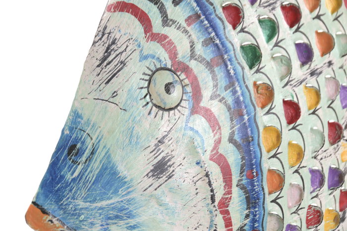 DKD Home Decor Decoración de pared de hierro Pez pintado Azul y multicolor