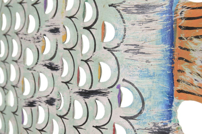 DKD Home Decor Decoración de pared de hierro Pez pintado Azul y multicolor