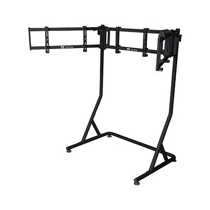 Thermaltake Soporte Triple para Monitores Pro GSC-MSP-MDSLBB-01 - Soporte de Piso para 3 Pantallas de 27" a 55", 60 kg, Ajuste de Altura, Negro