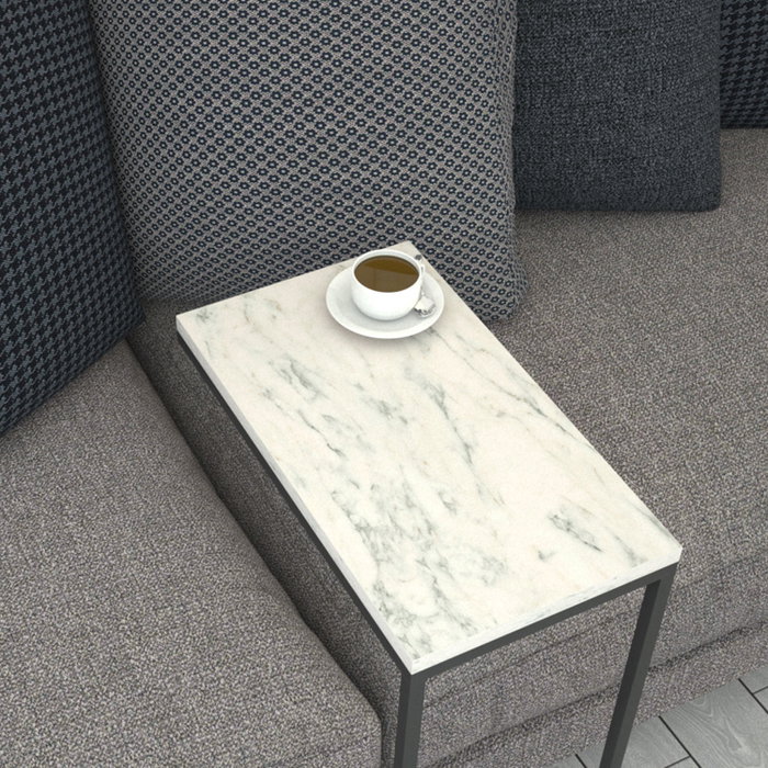 Hanah Home Mesa Auxiliar Callen White Marble Melamina Blanco y Negro 46x62x26cm