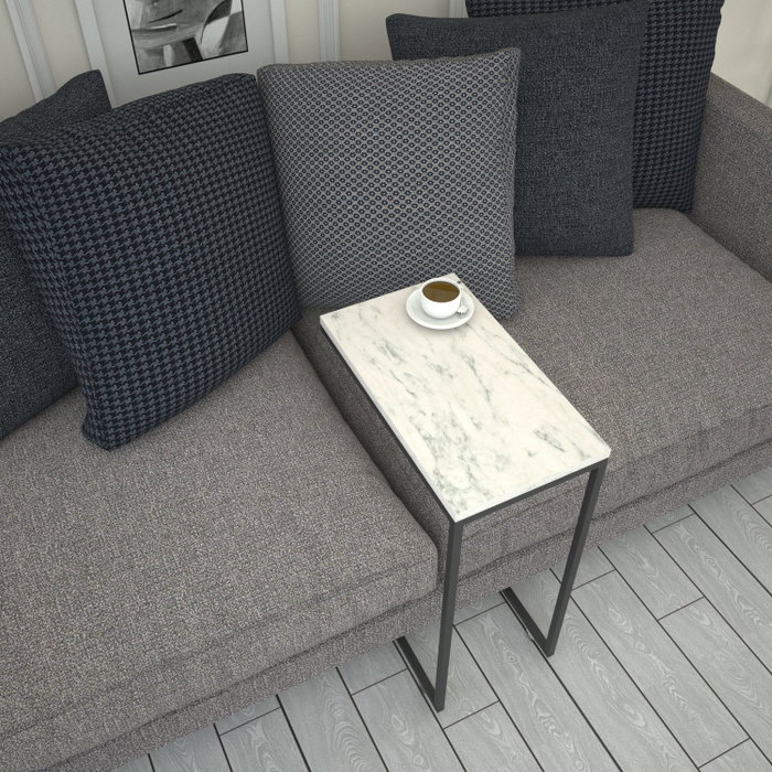 Hanah Home Mesa Auxiliar Callen White Marble Melamina Blanco y Negro 46x62x26cm