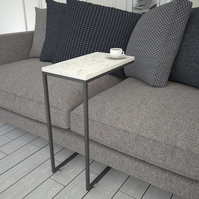 Hanah Home Mesa Auxiliar Callen White Marble Melamina Blanco y Negro 46x62x26cm