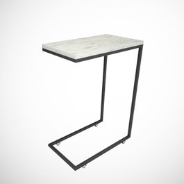 Hanah Home Mesa Auxiliar Callen White Marble Melamina Blanco y Negro 46x62x26cm