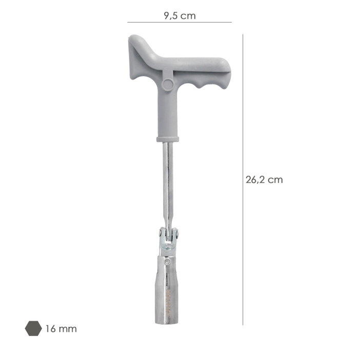 WOLFPACK LINEA PROFESIONAL Llave de Bujías Articulada 16 mm con Mango en T