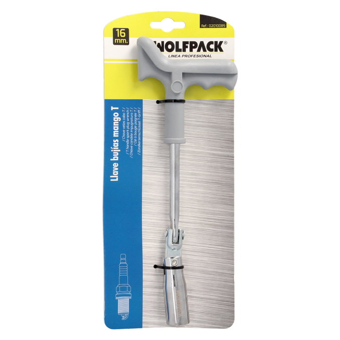WOLFPACK LINEA PROFESIONAL Llave de Bujías Articulada 16 mm con Mango en T
