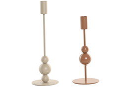 DKD Home Decor Candelabro Urban Crema Terracota Metal Set de 2 Unidades 9 x 26.5 cm