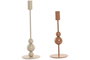 DKD Home Decor Set de 2 Candelabros de Metal Crema