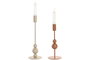 DKD Home Decor Candelabro Urban Crema Terracota Metal Set de 2 Unidades 9 x 26.5 cm
