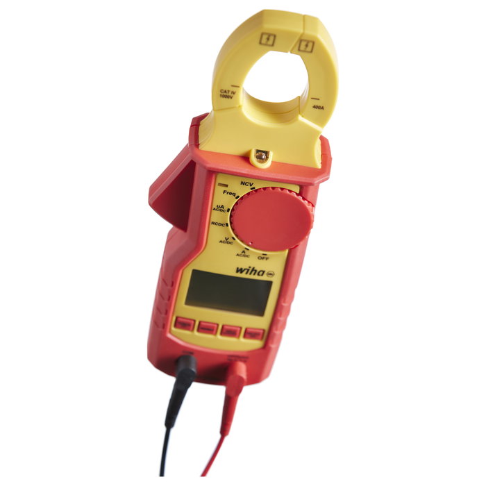 Wiha 45219 Pinza Amperimétrica para Corriente Hasta 400A, Tensión 1000V CAT IV con Pantalla LCD y Función RF