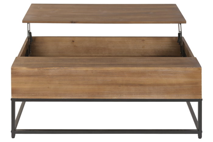 DKD Home Decor Mesa de Centro Plegable de Hierro y Abeto