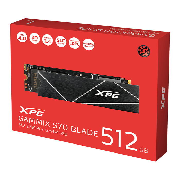 ADATA XPG GAMMIX S70 Blade 512 GB SSD Interno M.2 2280 PCIe 4.0 x4 NVMe, Velocidad Lectura 7400 MB/s, Escritura 2600 MB/s, para PC/Portátil ADATA XPG GAMMIX S70 Blade 512 GB SSD Interno M.2 2280 PCIe 4.0 x4 NVMe, Velocidad Lectura 7400 MB/s, Escritura 2600 MB/s, para PC/Portátil