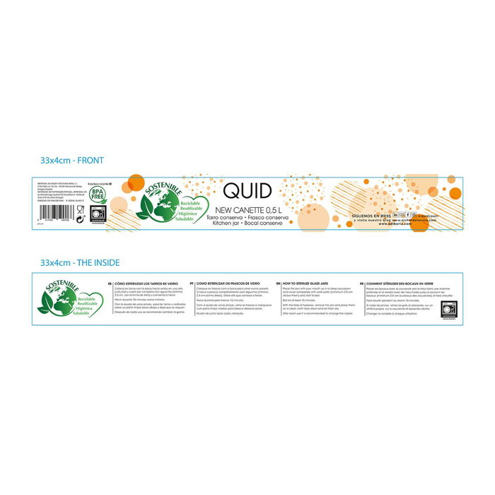 Tarro Hermético Vidrio New Canette Quid 0,5 L (24 Unidades)