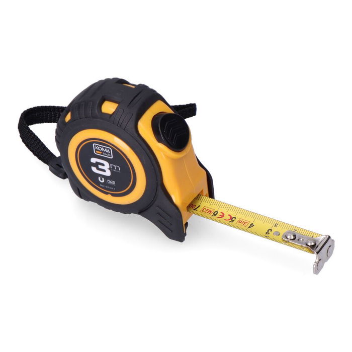 Koma Tools Flexómetro Magnet 3 m x 16 mm Cuerpo ABS Antideslizante Gancho Magnético Cinta Amarilla