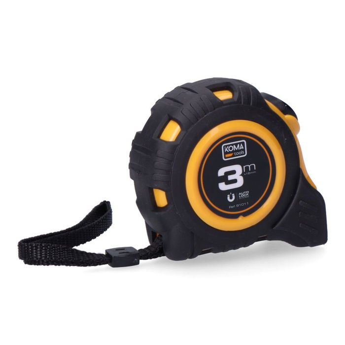 Koma Tools Flexómetro Magnet 3 m x 16 mm Cuerpo ABS Antideslizante Gancho Magnético Cinta Amarilla
