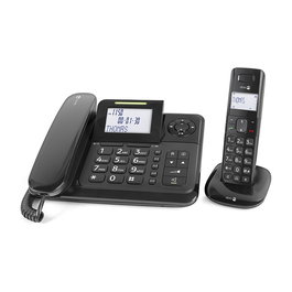 Doro Comfort 4005 Combo - Teléfono DECT/analógico con contestador automático, altavoz, pantalla, 50 entradas y 2 móviles incluidos