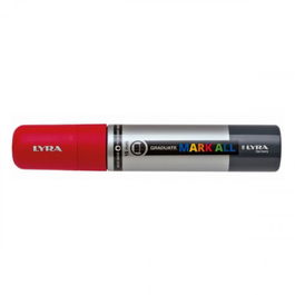 Lyra Marcador Permanente Mark All L6840018, Punta Pincel Extra-grueso 15mm, Tinta Rojo, Secado Rápido, Resistente al Agua y Luz, Paquete 4 Unidades