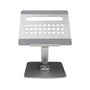 Ewent EW1269 Soporte Elevador Portátil con Hub USB-C 7en1 - Ajuste Ergonómico 360°, Aluminio, para Portátiles hasta 17", Gris y Plata