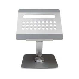 Ewent EW1269 Soporte Elevador Portátil con Hub USB-C 7en1 - Ajuste Ergonómico 360°, Aluminio, para Portátiles hasta 17", Gris y Plata