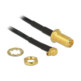 DeLOCK 88936 Antena Cable de extensión RP-SMA Macho a MMCX 90° 0,32 m RG-174 Color Negro