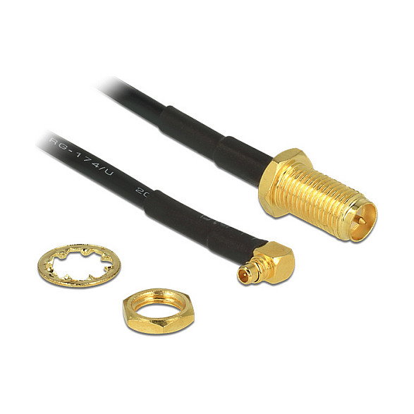 DeLOCK 88936 Antena Cable de extensión RP-SMA Macho a MMCX 90° 0,32 m RG-174 Color Negro DeLOCK 88936 Antena Cable de extensión RP-SMA Macho a MMCX 90° 0,32 m RG-174 Color Negro