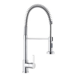 Verhal Serie Pantón - Grifo Monomando de Cocina, Caño Alto Giratorio con Mango Extensible de 2 Funciones, Cromado, Incluye Conexiones