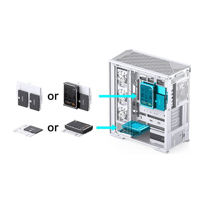 Jonsbo D400 Caja de PC Midi Tower ATX con Vidrio Templado - Blanco