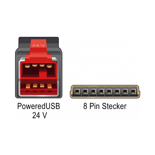Delock 85477 Cable PoweredUSB 24 V a 8 Pines 1 m Negro para Impresoras POS y Terminales