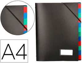 Liderpapel Carpeta Clasificadora Polipropileno Negro 12 Departamentos Portafirmas DIN A4