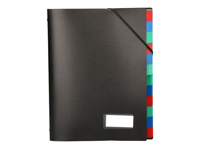 Liderpapel Carpeta Clasificadora Polipropileno Negro 12 Departamentos Portafirmas DIN A4