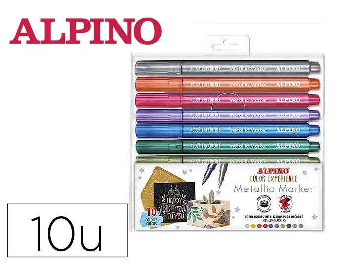 Alpino Metallic Marker Color Experience Estuche de 10 Colores Surtidos