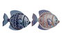 DKD Home Decor Decoración Pared Mediterráneo Azul Naranja Pez Metal 30.5 x 26 x 1 cm (6 Unidades)