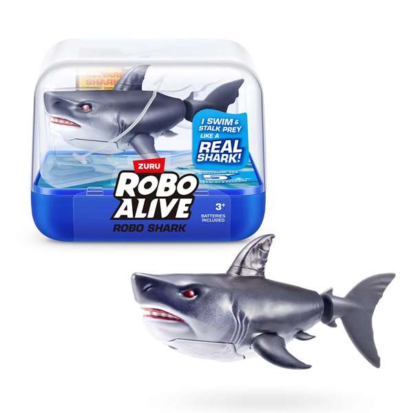 JugaToys Figura Tiburón Robo Alive, Nada en Diferentes Direcciones, 7x9x9 cm, Juguete con Pilas Incluidas para Niños 3+