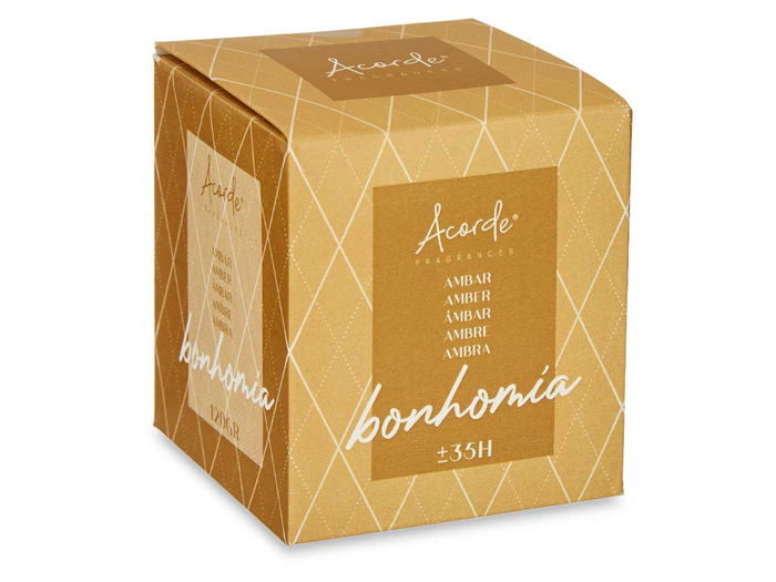 Acorde Vela Vaso 120 g Ámbar Vidrio y Cera Amarillo 7x7x8 cm (Set de 12)
