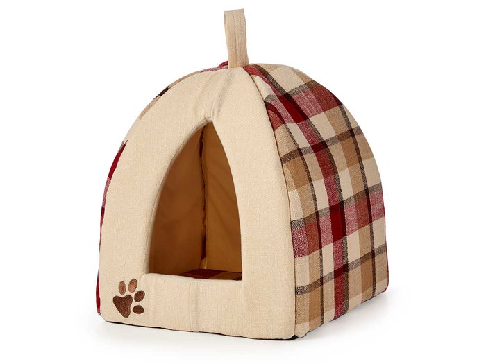 MASCOW Gatera para Mascota de Tela con Cuadros Surtidos 33x45x33cm (Azul, Rojo) (Set de 6)