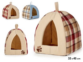 MASCOW Gatera para Mascota de Tela con Cuadros Surtidos 33x45x33cm (Azul, Rojo) (Set de 6)