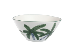DKD Home Decor Palm 25 Ensaladera Tropical Porcelana Azul Verde 20 x 9.3 x 20 cm (2 Unidades)