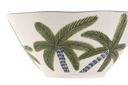 DKD Home Decor Palm 25 Ensaladera Tropical Porcelana Azul Verde 20 x 9.3 x 20 cm (2 Unidades)