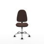 Silla de oficina Algarra con mecanismo Contacto permanente básico tapizada con Similpiel color Marrón oscuro. Equipada con Base cromada, Sin brazos y Ruedas autofrenantes