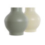 DKD Home Decor Set de 2 Jarrones de Metal en Colores Crema y Verde