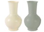 DKD Home Decor Set de 2 Jarrones de Metal en Colores Crema y Verde