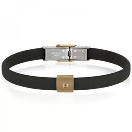Breil Pulsera TJ2405 Black Diamond en Cuero Negro