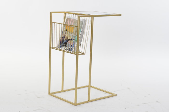 DKD Home Decor Revistero Dorado Metal y Espejo 35 x 71 x 48 cm DKD Home Decor Revistero Dorado Metal y Espejo 35 x 71 x 48 cm