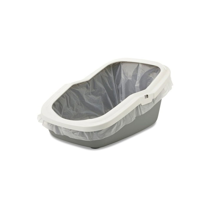 Savic aseo gris con borde blanco bandeja sanitaria abierta para gatos - 56x39x27,5 cm - 1 ud.