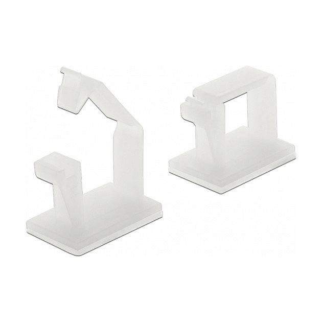DeLOCK 60250 Portacables con Clip de Bloqueo Autoadhesivo, 10 Piezas, Blanco