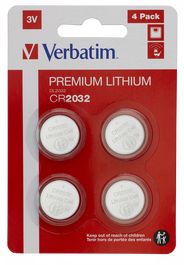 Verbatim Pack de 4 Pilas de Litio CR2032 de 3V