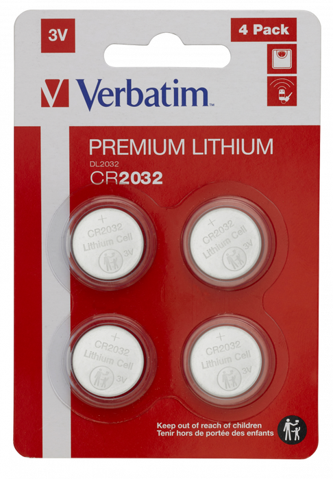 Verbatim Pack de 4 Pilas de Litio CR2032 3V Verbatim Pack de 4 Pilas de Litio CR2032 3V