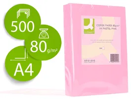 Q-connect Papel Color DIN A4 80 gr Rosa Paquete 500 Hojas