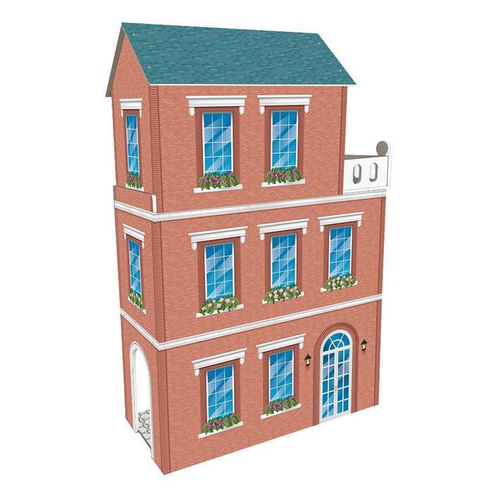 Deqube Casa De Madera Soho 3 Pisos Con 8 Muebles Terraza Y Escaleras 120x75x33 cm